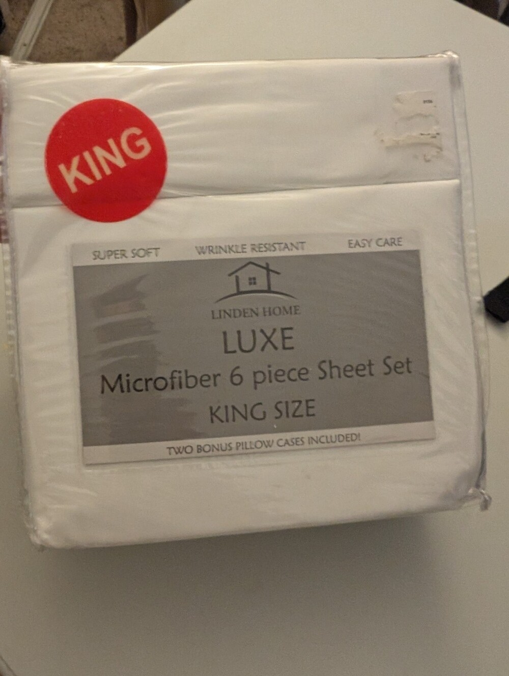 Linden Luxe Microfiber 6-Piece King Sheet Set - White